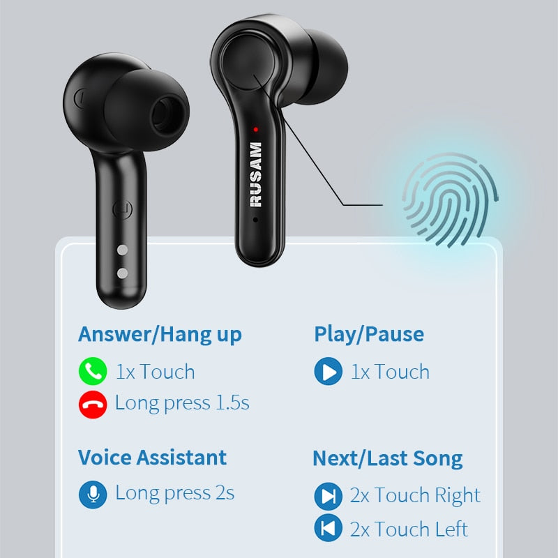 Fone de Ouvido RUSAM RS19 - 5.2 Bluetooth®